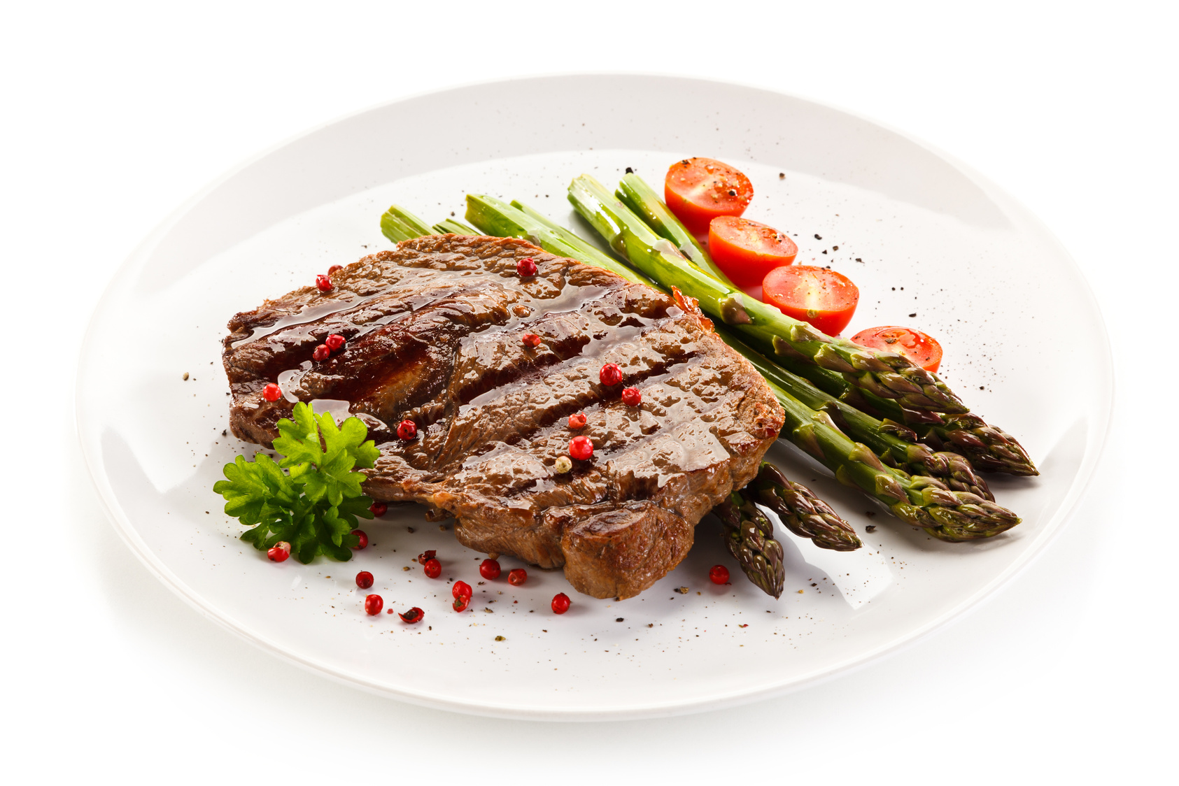 Grilled steak with asparagus